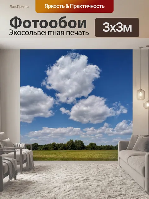 Фотообои Небесно-голубое поле облаков