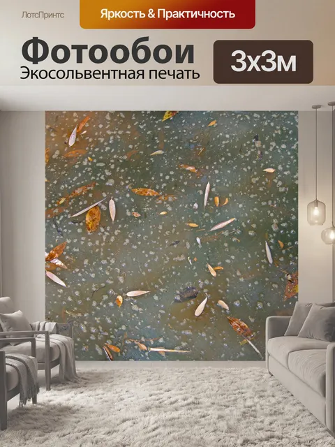 Фотообои листья на мутной воде