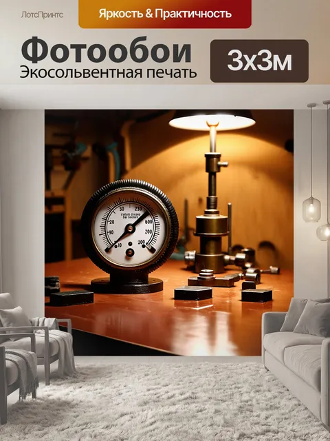 Фотообои вакумметр на фоне старинной механической мастерской