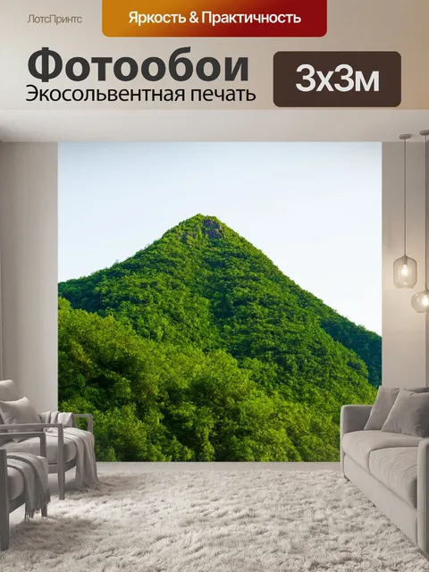 Фотообои гора, покрытая зеленым покровом и продолжающаяся на горизонте