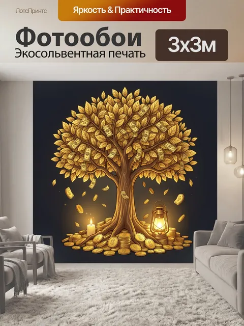 Фотообои Денежное дерево с монетами и купюрами