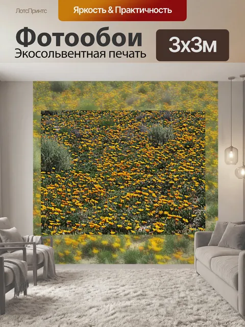 Фотообои Желтое поле цветов