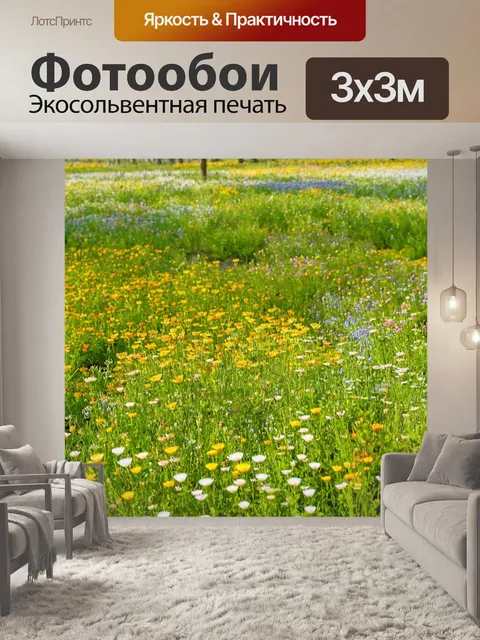 Фотообои поле цветов в весенний день
