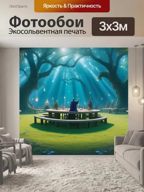 Фотообои поляна с волшебными существами, собирающимися на совет