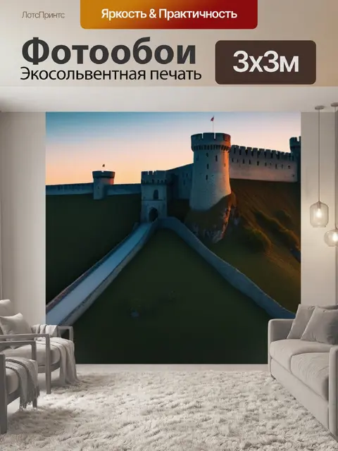 Фотообои солнечный закат над исторической крепостью