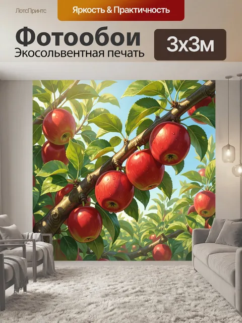 Фотообои Красные яблоки на ветвях