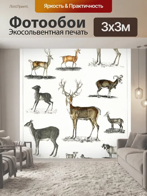 Фотообои Олени козы овцы винтаж