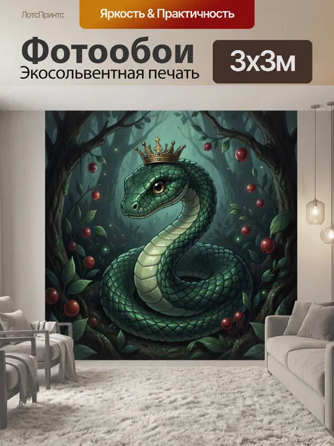 Фотообои Змея в короне среди леса