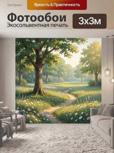 Фотообои Цветущая лесная поляна