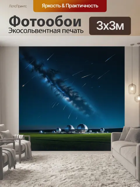 Фотообои космическая станция в поле метеоритов
