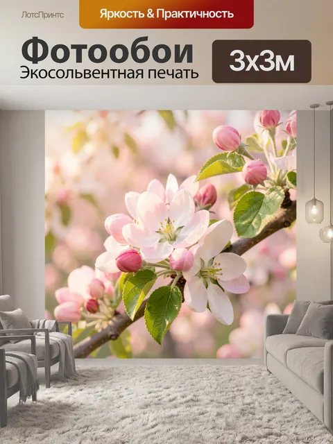 Фотообои Нежные яблоневые цветы весной