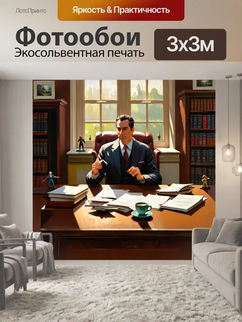 Фотообои классический бухгалтерский кабинет с антикварной мебелью, старинными книгами и статуэтками