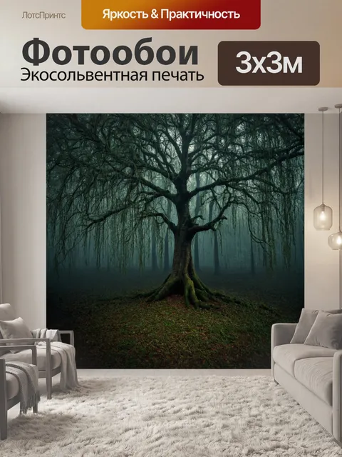 Фотообои лес в стиле готический: мрачные фоны деревьев с корявыми стволами и свисающими лианами