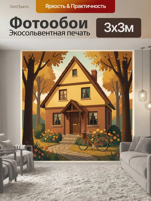 Фотообои Уютный дом в осеннем саду