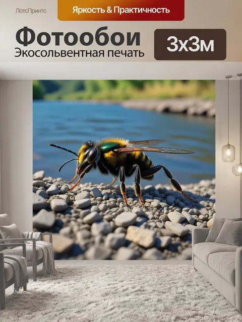 Фотообои пчела на берегу реки