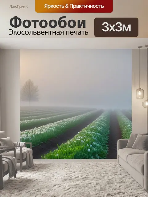 Фотообои тюльпаны и утренний туман