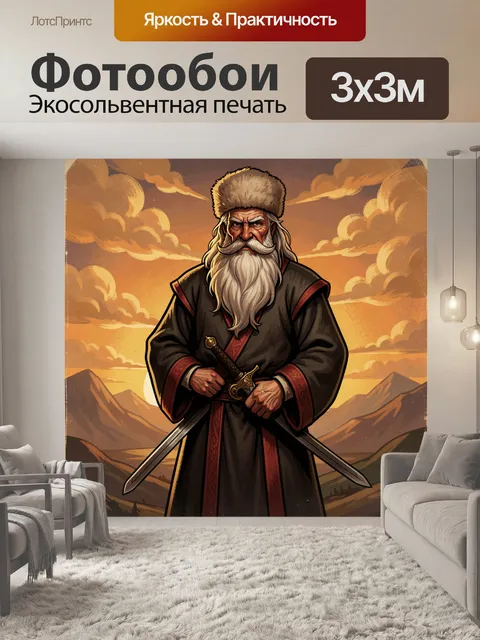 Фотообои Седой воин с саблями