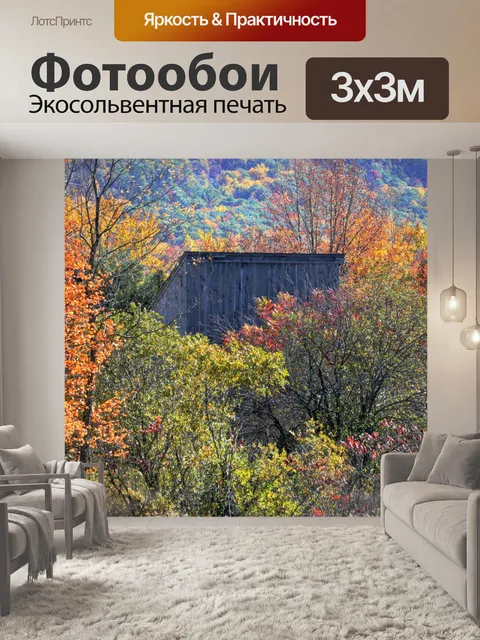 Фотообои Старый Хижина в осенней листве