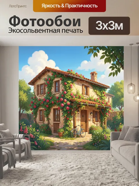 Фотообои Цветущий домик в саду