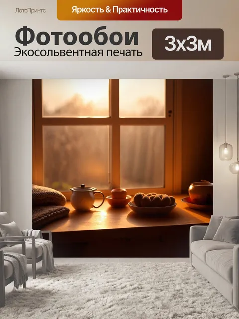 Фотообои рассвет через окно, когда нежный свет пробивается внутрь и окружает уютные предметы