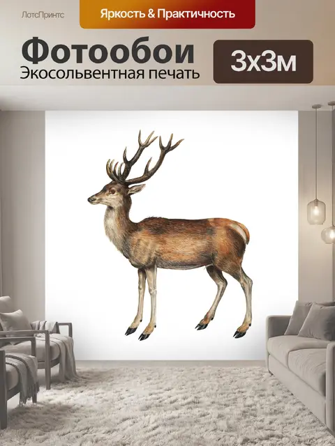 Фотообои Клипарт старинные олень арт