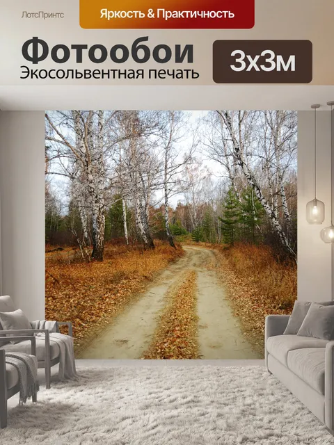 Фотообои Дорога в осеннем лесу