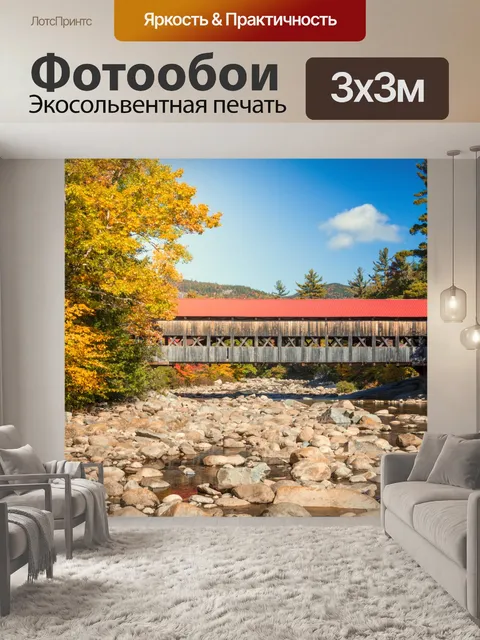 Фотообои Осенний мост осенью