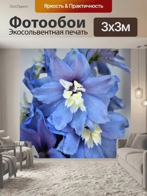 Фотообои Голубые цветы Дельфиниума