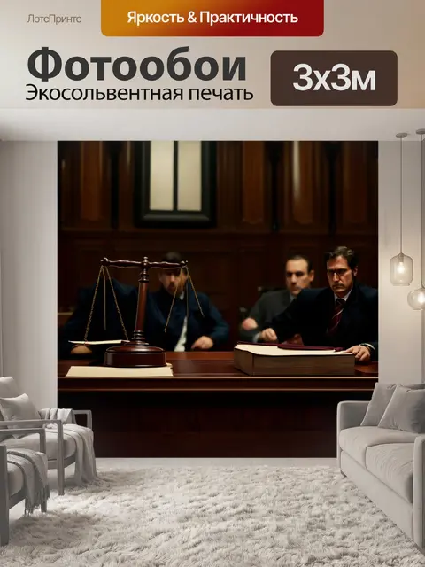 Фотообои темный и загадочный зал судов, выполненный в готическом стиле, где адвокаты подготовляются к делу