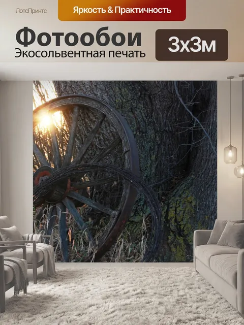 Фотообои Wagon Wheel Закат колючая проволока