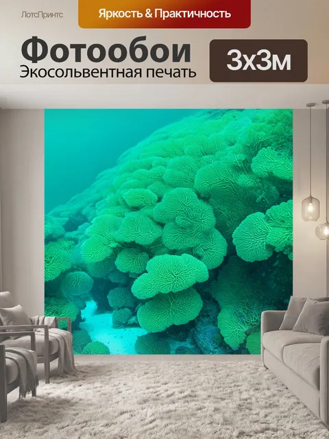 Фотообои мятный цвет показывают недоступный уголок моря, где мятные кораллы излучают утренний свет