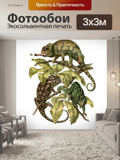Фотообои Хамелеон старинный старый клипарт