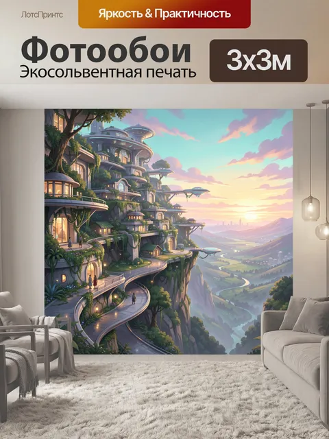 Фотообои Футуристический город на скале