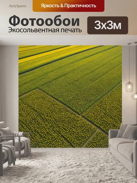 Фотообои полет над цветущими полями