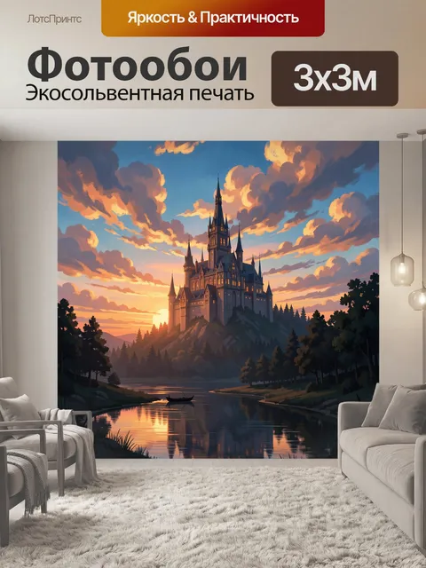 Фотообои Замок на холме у реки