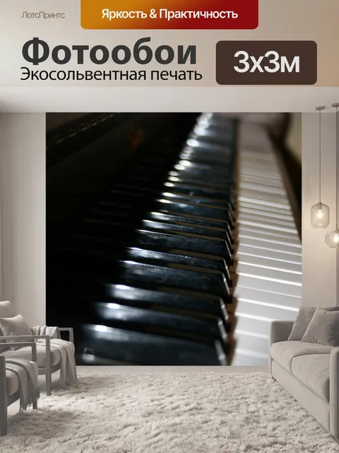 Фотообои черно-белые клавиши пианино