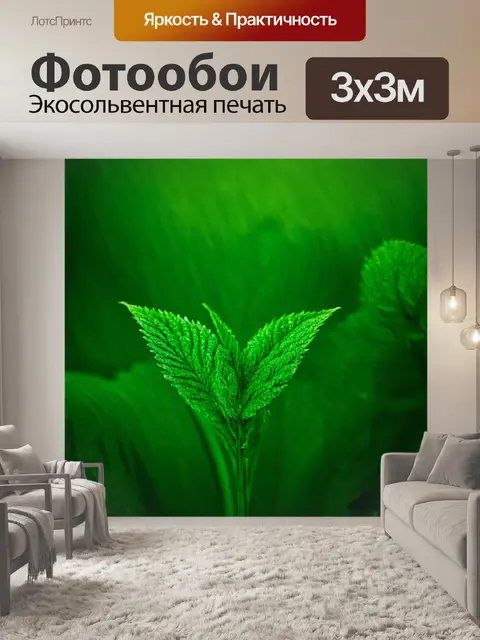 Фотообои зеленые в стиле неоромантизм, с мягкими переходами оттенков зеленого и текстурированными элементами