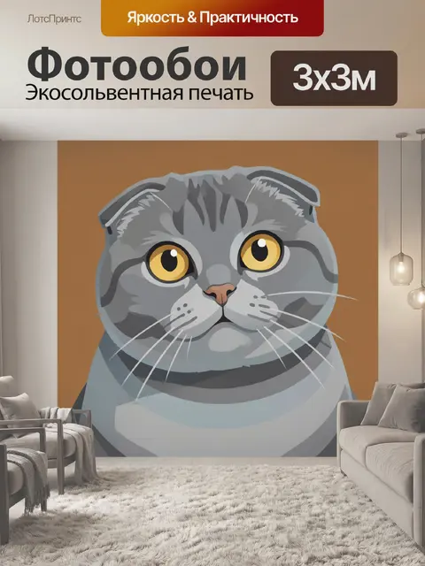 Фотообои Серый кот с большими глазами