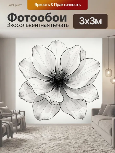 Фотообои Нежный цветок в монохроме