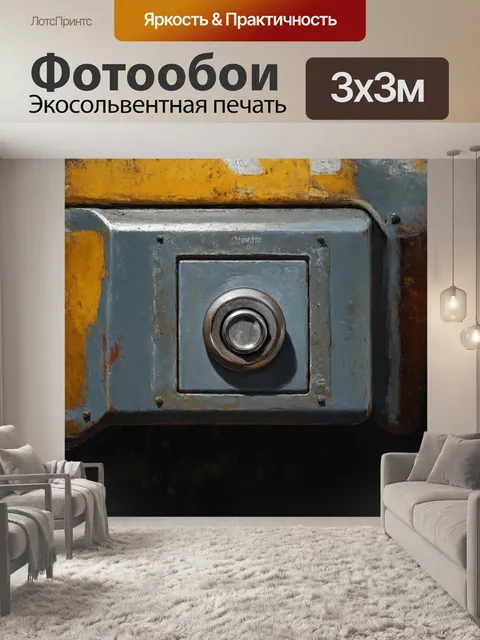 Фотообои металлическая кнопка аварийного сигнала на панели управления промышленного оборудования