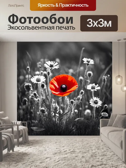 Фотообои Черно-белая фотография букета диких цветов