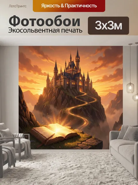 Фотообои Замок на горе на закате