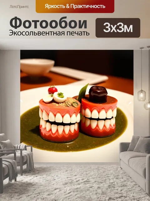 Фотообои ужин с красиво оформленными десертами