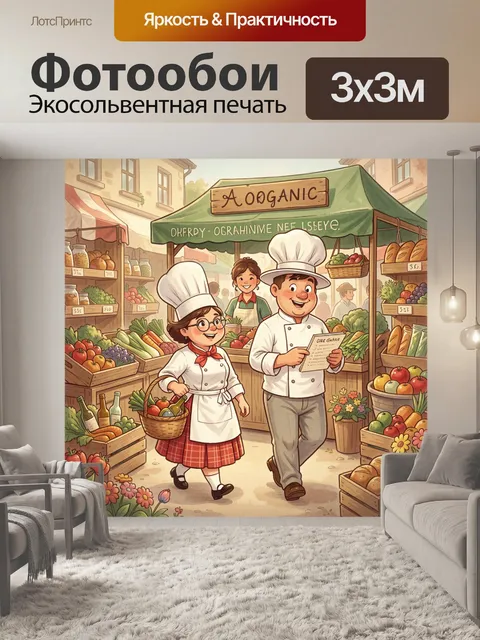 Фотообои Овощной рынок с поварами