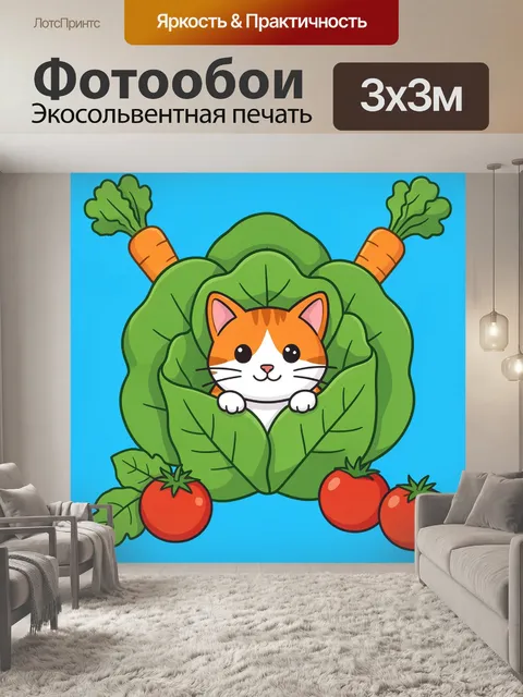 Фотообои Рыжий кот в огороде