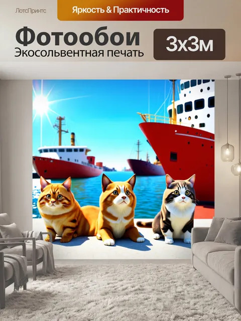 Фотообои животные в стиле двухмерная иллюстрация
