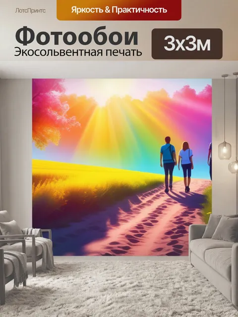 Фотообои пейзаж с людьми лето разноцветный