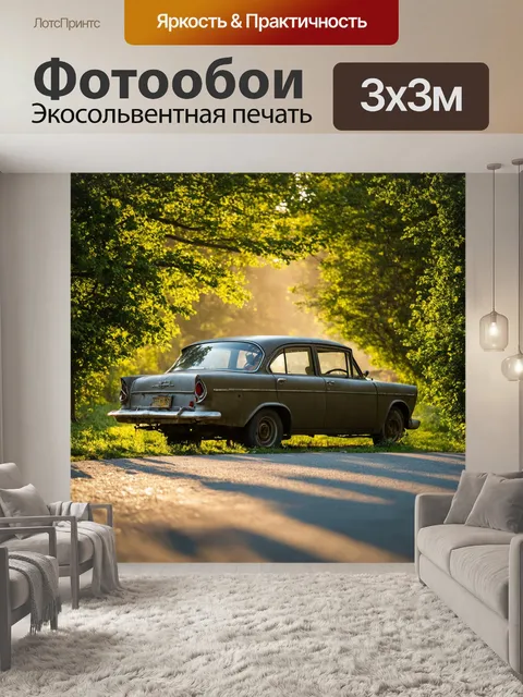 Фотообои винтаж с изображением старинного винтажного автомобиля, покинутого на обочине дороги