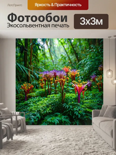 Фотообои внеземные цветы, заполняющие джунгли, указывая на их другие миры природы