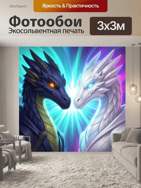 Фотообои Два дракона в сиянии